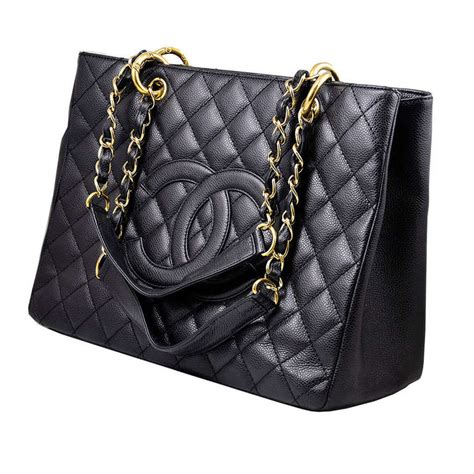 chanel gst grand black tote bag